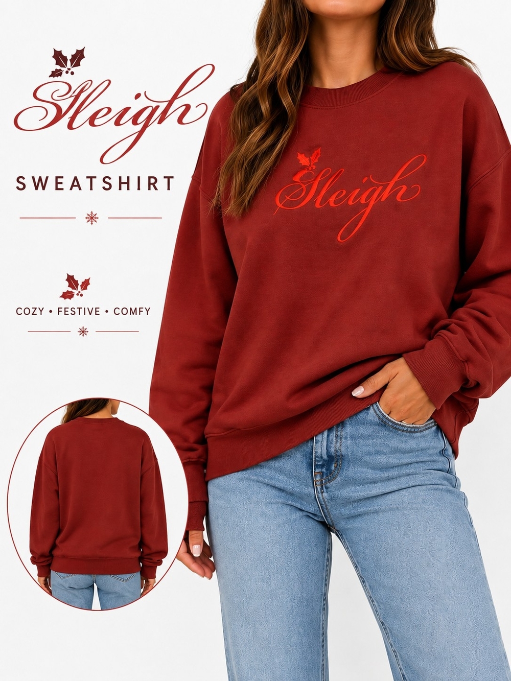 Cozy Crewneck Sweatshirt - Burgundy